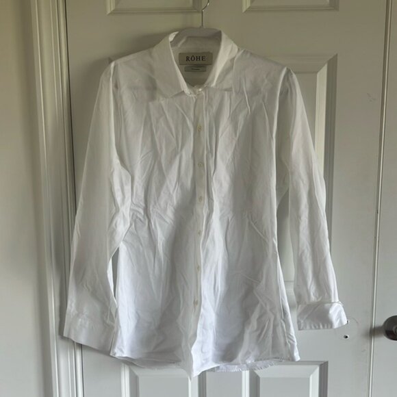 ROHE Women's Shirt Cotton White Button Down Size 42 US Size 10 - Picture 1 of 7